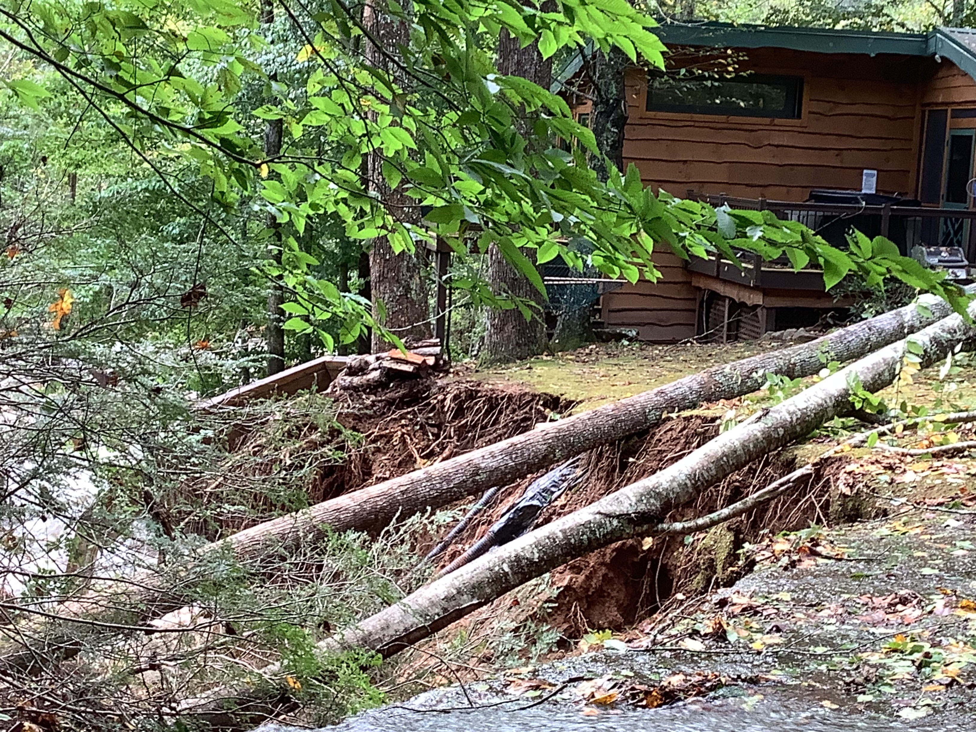 Erosion near the cabin immediately after the storm
